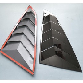ZiWen Sport Style Quarter Window Scoops Louvers for Ford Mustang 2024 2025 2026 (Gloss Black)