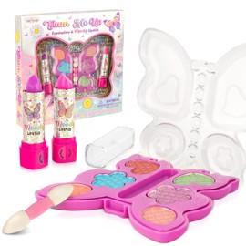 Hot Focus Toddler Makeup Kit - Girls Makeup Kit with Mood Change Lipsticks and Colorful Eyeshadow Palette - Kid-Friendly, Washable Little Girl Makeup & Pretend Play Set (Applicator Included)