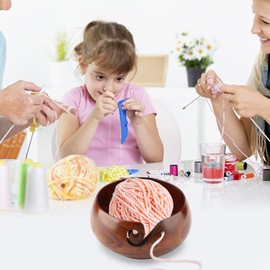 Storage Large Yarn Bowls for Crocheting, 22 x 20 x 8, Handmade Wooden Yarn Bowl for Knitting, Crochet, Home Decoration, Medium Diameter