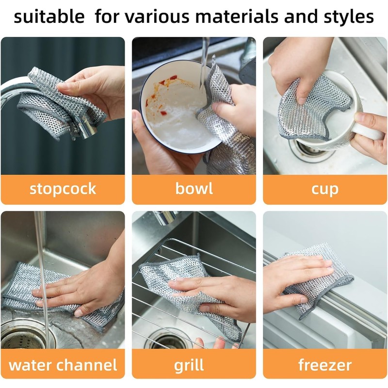 DyPinYise Multipurpose Wire Miracle Cleaning Cloths, Magnifying Wire Dishwashing Rags