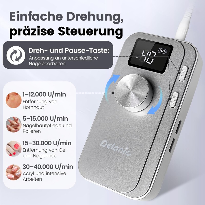 Delanie Electric Nail Cutter 40000 RPM for Gel Nails Acrylic
