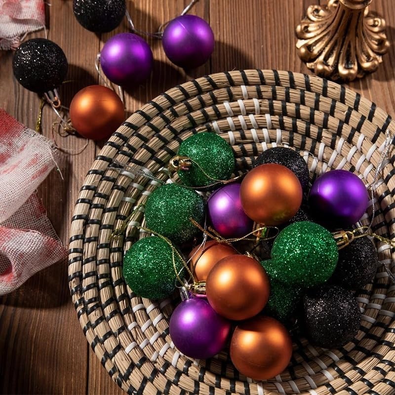 24 Pieces 30 mm Halloween Tree Baubles Mini Baubles Hanging