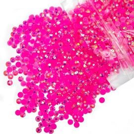 qiipii qiipii 1550PCS 5mm Hot Pink AB Resin Rhinestones Rose Pink AB Flatback Jelly Resin Stones Bulk SS20 Diamonds Gems Charms for Nails Face Eyes Makeup Body Mugs Tumblers Bottles DIY Crafts Decor Shoes