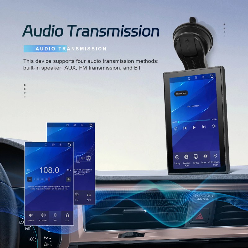 CFRIATO Wireless Apple Carplay Screen for Car Android Auto Portable