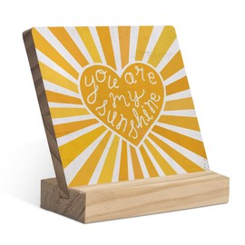 You are My Sunshine Wood Plaque with Wooden Stand,Inspirational Quotes Wooden Plaque Sign Desk Decor for Home Classroom School Table Shelf Decoration