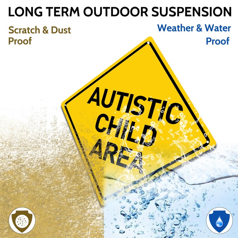 BTHUKO Autistic Child Area Heavy Duty Aluminum Warning Sign 12"