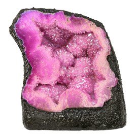 Nupuyai Titanium Coated Natural Rock Crystal Geode Druze Gemstone Crystal Cluster Quartz Geode for Reiki Healing House Feng Shui Decoration (Standing Shape)