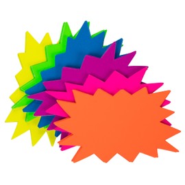 60 Pack Neon Paper Starburst Sale Signs for Retail Store, Classroom Name Tags (6 Colors, 3 x 5 In)