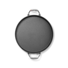 Outset Grill Paella and Deep Dish Pizza Pan, Cast Iron BBQ Pan with Handles, 18.15” x 14.11” x 2.15”