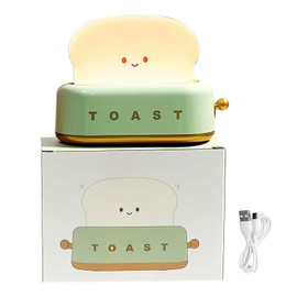 TNSLAND Toast Nachtlicht Kinder, Kawaii LED Nachtlicht mit Timer, Babyzimmer LED Nachttischlampe USB Wiederaufladbar Baby Nachtleuchte Stilllicht, Lächeln Brot Toast Nachtlampe für Teen Girl Boy Lady