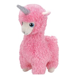 TY Lana Pink Llama W/Horn - Beanie Babie
