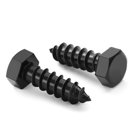 5/16" x 1-1/4" Hex Head Lag Screws Bolts, External Hex Drive, Stainless Steel 304, Black Oxide, Hexagon Head Wood Screws, Fully Threaded, 10 PCS