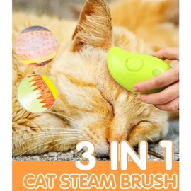 Steamy 3-in-1 Self-Cleaning Cat Grooming Brush - Massage, Removes Knots and Loose Hair