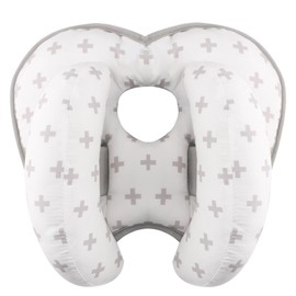 KAKIBLIN Banana Neck Pillow for Kids Neck Support Travel Pillow for Stroller, Grey Cross