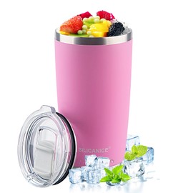 SILICANICE Peony The Only Soft Touch 20oz Stainless Steel Reusable Insulated Tumbler with MacSlider Tritan Lid-Spill Proof - Dishwasher Safe - Durable Base - Gifts for Women & Men - BPA-Free