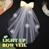 EARENT Light Up Tulle Bow Veil Bridal White Hair Clip