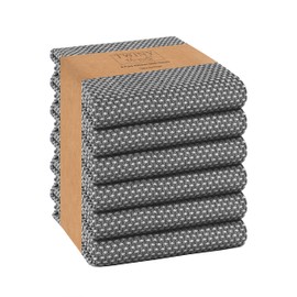 TWINY threads - Juego de 6 toallas de cocina, 100 % algodón, paños de cocina suaves con lazo para colgar (18 x 28 pulgadas), toallas de barra lavables para limpieza de mesa, comedor, color gris