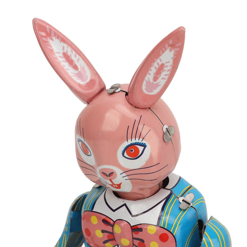 Rabbit Clockwork Toy Retro Metal Swinging Drumming Rabbit Wind Up