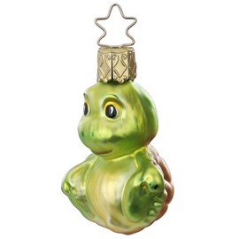 Inge-Glas Christmas Tree Decoration with Star Crown, Hand-Painted and Mouth-Blown, Mini Tortoise, 6 cm