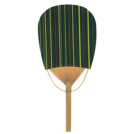 四国団扇 うちわ 男女兼用 紙貼り 小判 しましま 緑 17.5×38