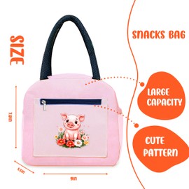 BJDAMAI Pig Bento Bag, Thermal Insulated Cooler Lunch Bento Tote Bag, Gifts For Teens Girls Kids Women, Work Travel Office Camping Picnic Beach Lunch Essentials!