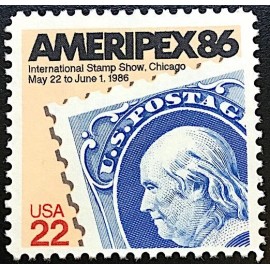 4 Mint AMERIPEX 86 STAMPS Benjamin Ben Franklin Stamp, 1st US Postmaster General