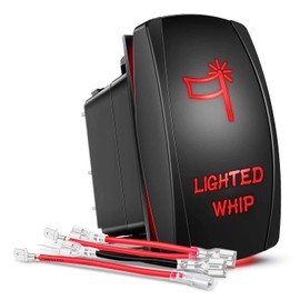 GOOACC Lighted Whip Rocker Switch Led Light Bar Switch 5Pin Laser On Off SPST switches 20A 12V 10A 24V Switch Red with Jumper Wires Set for Cars Trucks RVs,2 Years Warranty