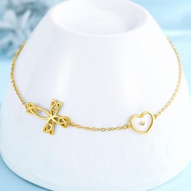 Palpitate Cross Bracelet Mustard Seed Bracelet 14K Gold Plated Faith Christian Themed Jewelry Gifts for Women Wife Her Mothers Day