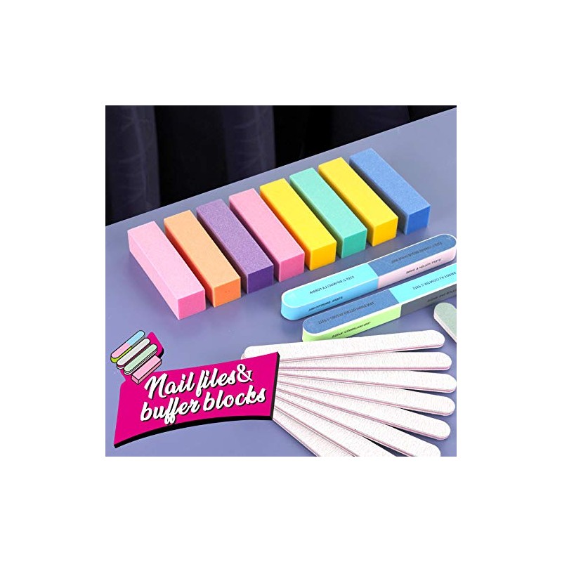 FANDAMEI - Lima de uñas y tampón de uñas, kit