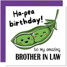 Brother in Law Birthday Card for Men Women Cute Pea Funny Birthday Cards for Brother in Law