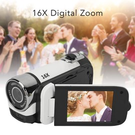 ASHATA D90 Digital Point and Shoot Camera, 2.4 Inch 1080P 16MP Digital Camera, Rotating Screen Camcorder, 16X Zoom, HD Video Recorder with Fill Light for Boys and Girls