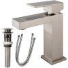 Solid Brass Single Handle Bathroom Faucet Modern Square Design Heavy