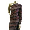 Navy & Brown Tribal Print on Stretch Lightweight ITY Knit