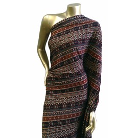 Navy & Brown Tribal Print on Stretch Lightweight ITY Knit Jersey Polyester Spandex Fabric by The Yard