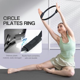 LTHTRADE Pilates Ring, 13.5 Inch Magic Circle Ring for Toning Thighs, Legs, Arms & Core, Pilates Ring Circle Yoag Fitness Equipment for Women (Black)