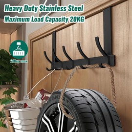 MIVITOOM MIVITOOM Over Door Hooks, Heavy Duty Stainless Steel Over Door Hanger with Rust Resistant Finish, 5 Hooks for Coats, Hats, Bags, Clothes, Towels