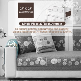 Aucrovee Chenille Boho Jacquard Couch Cover, Washable Sectional Sofa Covers for 3 Cushion Couch Sofa L Sharped Sofa, Non Slip Furniture Protector Slipcover (1 PCS 27"x27" Green)