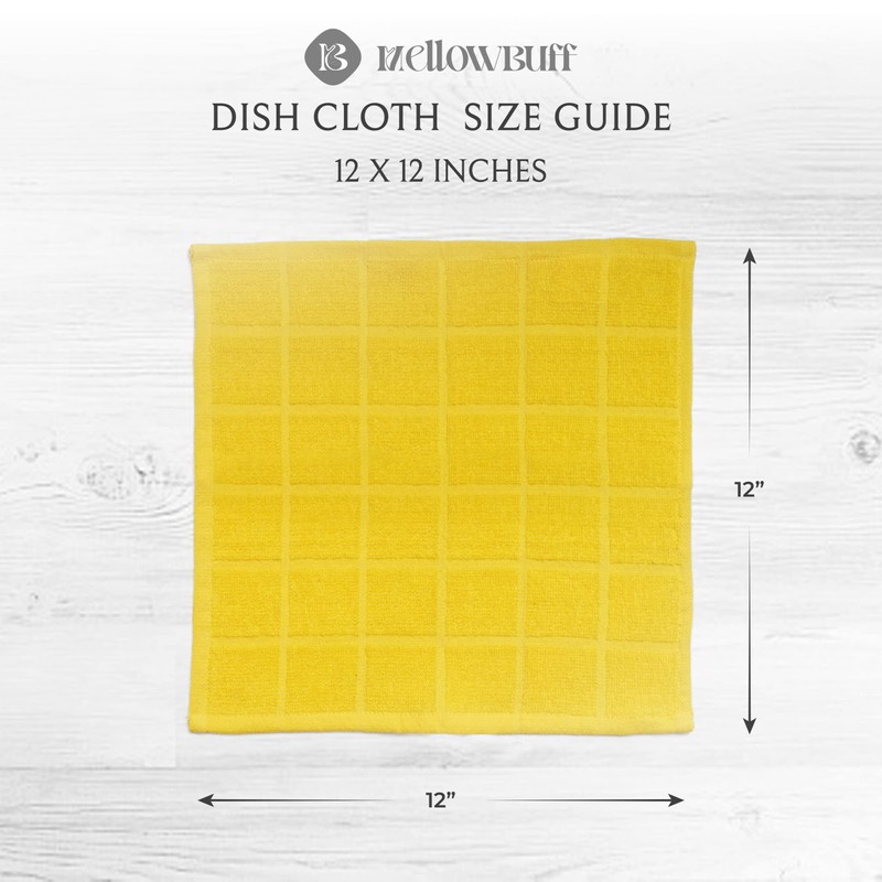 Mellow Buff 100% Cotton Terry Dish Cloth Plain, 6 Pack