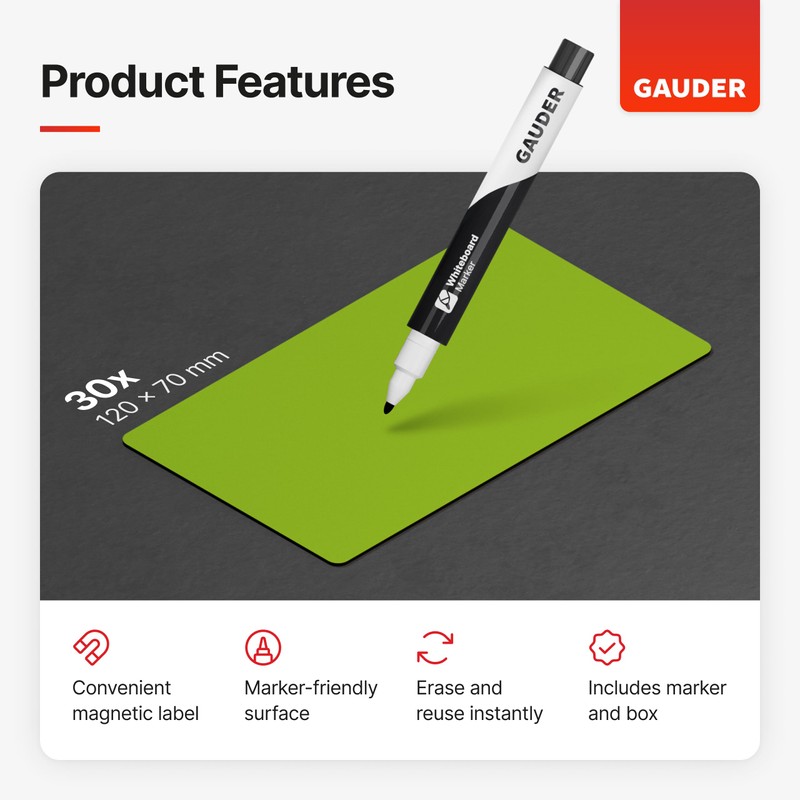 GAUDER Magnetic Dry Erase Labels | Magnetic Labels to write
