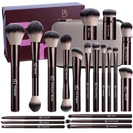 BS-MALL Professional Makeup Brushes BS-MALL with Travel Case - Kabuki Shadow Concealer Blusher Bronzer & Foundation 20pcs Labeled Daily Use & Multipurpose Gift Box A-Coffee / 여행용 케이스가 포함된 전문 메이크업 브러시 BS-MALL - 가부키 섀도 컨실러 블러셔 브론저 & 파운데이션 20개 라벨이 붙은 일상 사용 