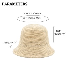 YAMEIZE Straw Bucket Hat for Women - Summer Packable Lightweight Beach Sun Hat Travel Outdoor, beige, Unit size