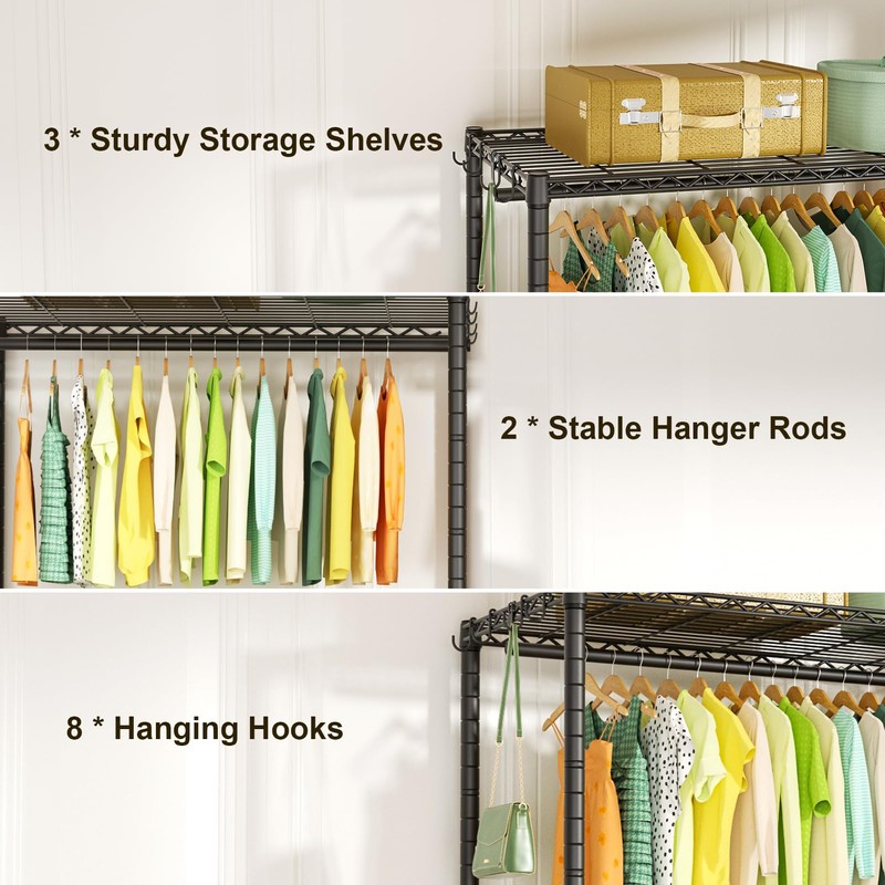 FUTASSI P3 Plus Rolling Clothes Rack, Clothing Racks for Hanging
