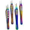 Rainbow Titanium Color Adson Forceps 4.75in (12cm) German Stainless Steel