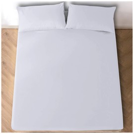 Fitted Bed Sheets King Size (150x200 cm) - Breathable Fitted Sheet 25cm(10") Deep - Elasticated Corners Bottom Sheet - White