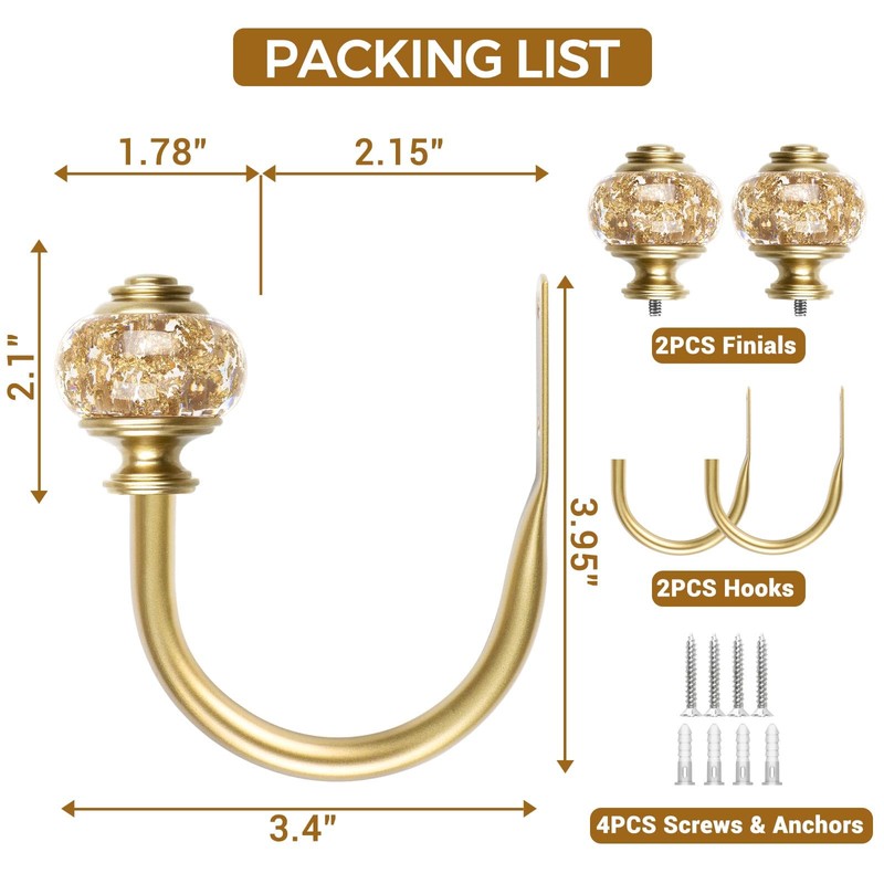 2 Pack Curtain Holdbacks, USFOOK Decorative Window Drapery Tiebacks (2