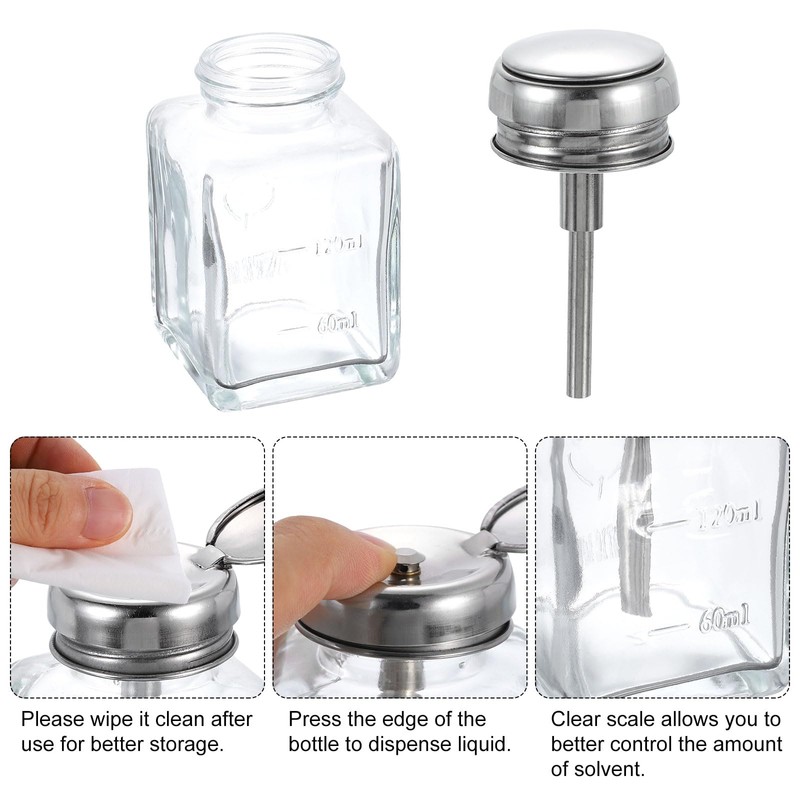 HARFINGTON 3pcs Solvent Alcohol Dispensers 120ml(4oz) Conical Push Down Liquid