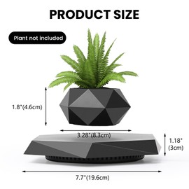 Leekimid Levitating Plant Pot, Magnetic Levitation Flower Pot Suspension Floating Plant Succulents, Air Bonsai Potted Plant for Home Decoration, Living Room, Office, Desk (Black)