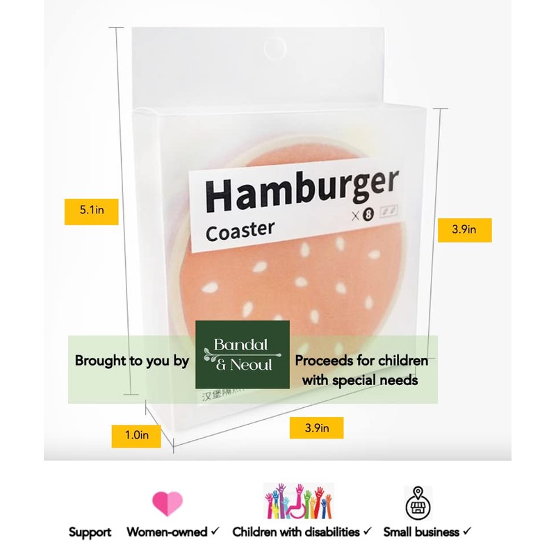 Hamburger Novelty Beverage Coasters (8 Coasters in one) - Unique