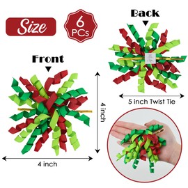 AIMUDI Christmas Curly Ribbon Bow 4" x 6 PCs Self Adhesive White and Red Curly Bows Candy Cane Stripe Twist Tie Bows Gift Wrap Bows for Party Decor Crafts Christmas Gift Wrapping Treat Bags