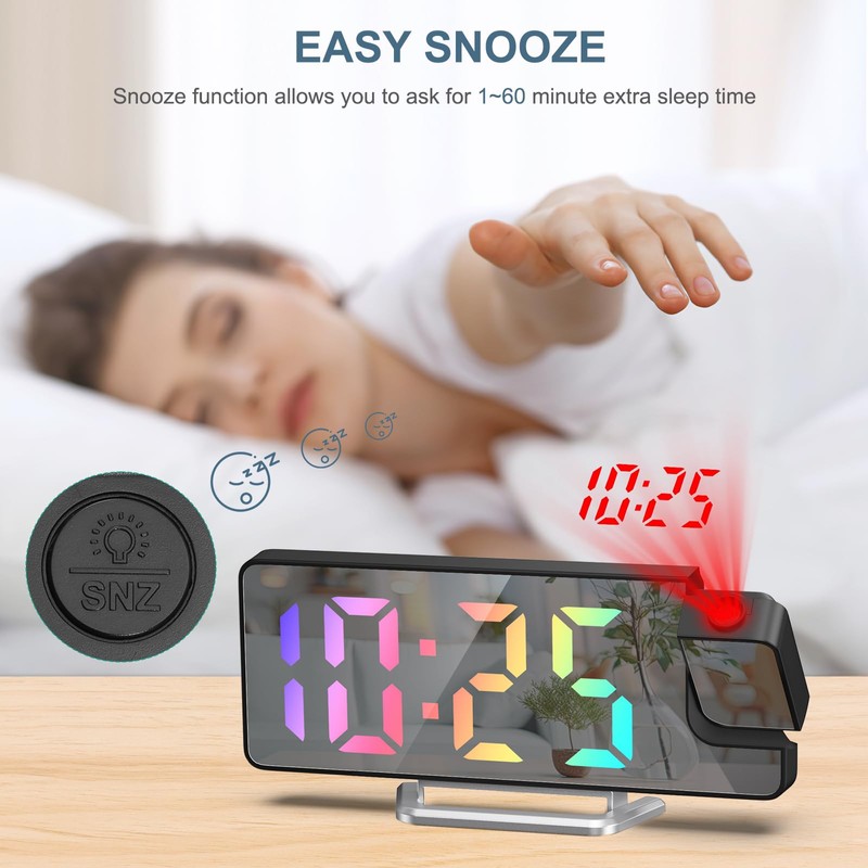 Ankilo New Projection Alarm Clock, Digital Alarm Clock with Temperature